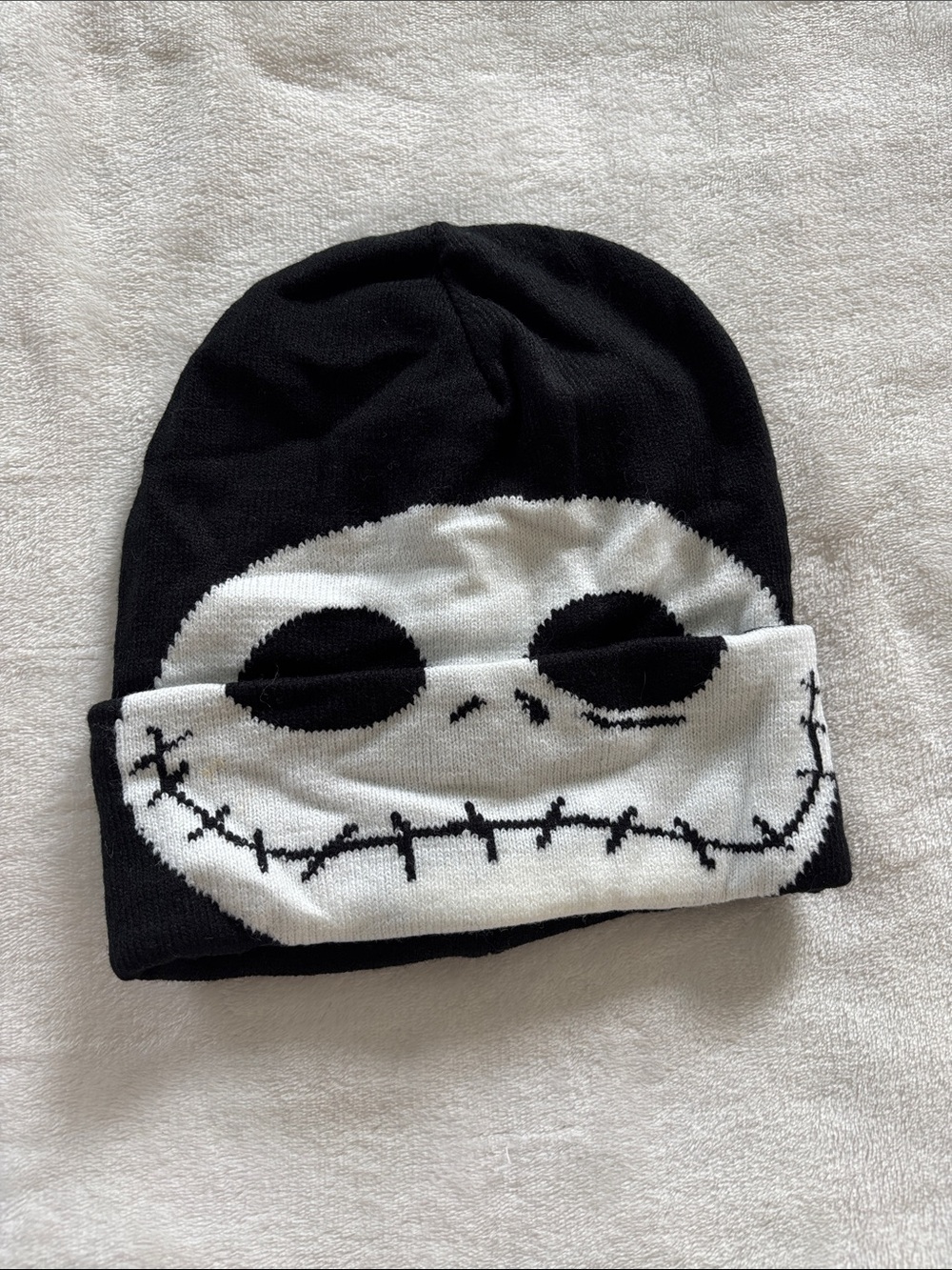Disney Black & White Jack the skellington Knit Beanie Hat